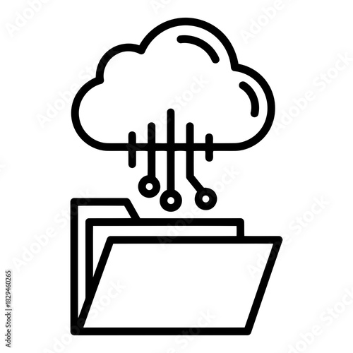 Cloud data storage and file management concept icon representing digital information transfer isolated on white background, Vector