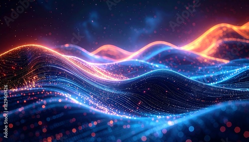 Glowing orange and blue wave pattern