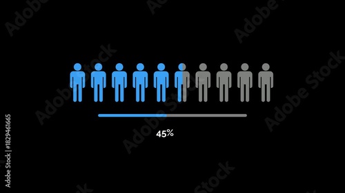 Male 45 percent Infographic Animated Percent Data.
