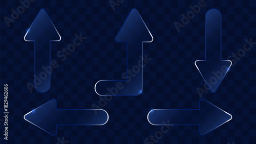 Glassmorphism Design Transparent Glass UI Trend. Element showcasing clarity shiny effect and blur Ideal for web design marketing and digital interfaces. Vector illustration.