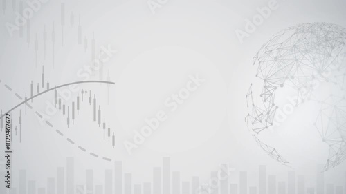 Global technology and line chart a glowing digital Earth