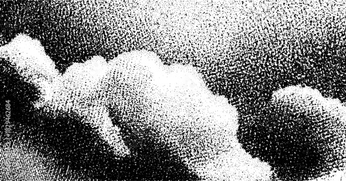 Monochrome cloud texture in vector style. Simple and smooth illustration featuring abstract patterns in black and white.