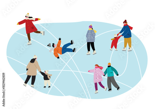 アイススケートを楽しむ人々