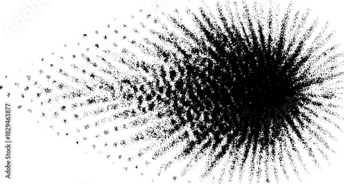 Black explosion pattern showcasing dynamic texture. Abstract vector illustration with vibrant graphics in a circular design set.