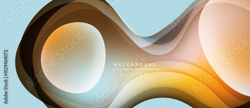 Abstract flowing layers create dynamic composition. Warm colors blend with cool blues, forming modern backdrop. Smooth gradients suggest movement.