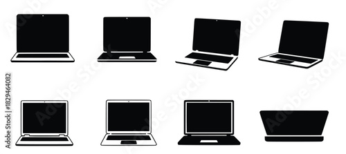 various laptops and tablets in different positions