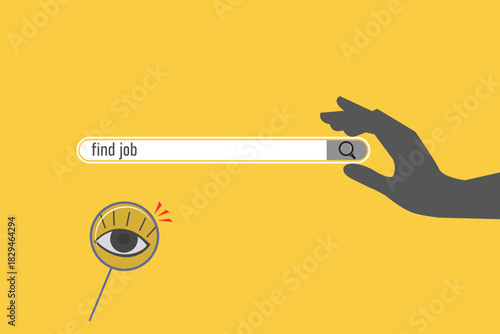 Hiring or recruitment website banner vector template with businessman and businesswoman . Job vacancy advertisement. yellow background