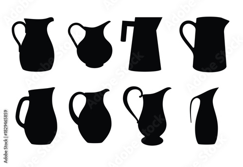 water jug silhouette vector pitcher isolated on white