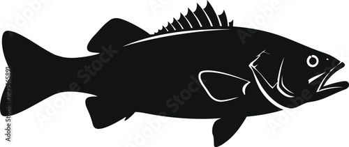 Black bass fish silhouette