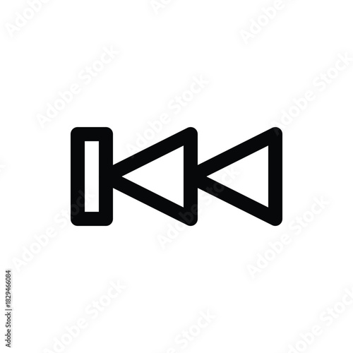 Free Download A black fast backward icon with two triangles pointing left and a vertical bar Music and Media single line icon UI design. - GFXLoad
