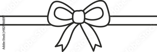 Flat design outline gift bow with ribbon