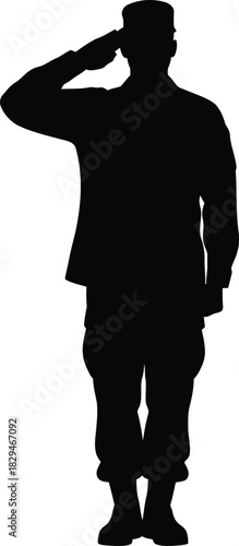 Military soldier saluting silhouette
