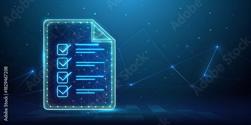 Glowing Digital Checklist Document Interface