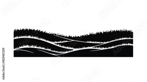 Abstract rolling hills with grassy texture, a stylized landscape.