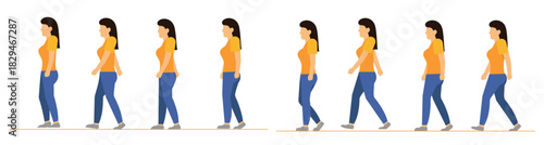 woman walking cycle vectors