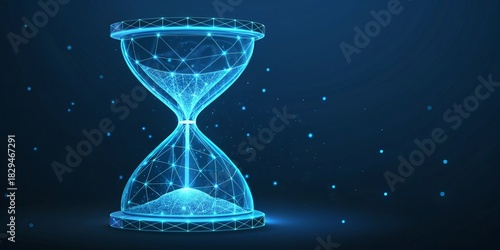 Digital Hourglass Made of Glowing Network Lines