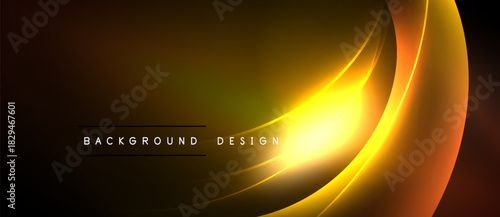 Abstract golden lines create dynamic flow. Dark background emphasizes bright curves, modern design element. Simple, elegant presentation.