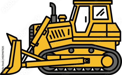 Bulldozer flat design vector illustration