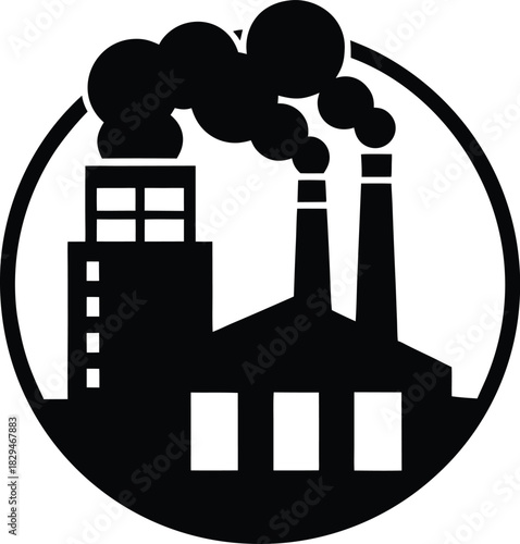 Greenhouse gas emission icon representing climate change and environmental impact