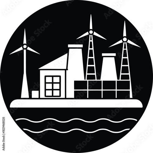 Modern renewable energy plant icon for sustainable power generation concepts