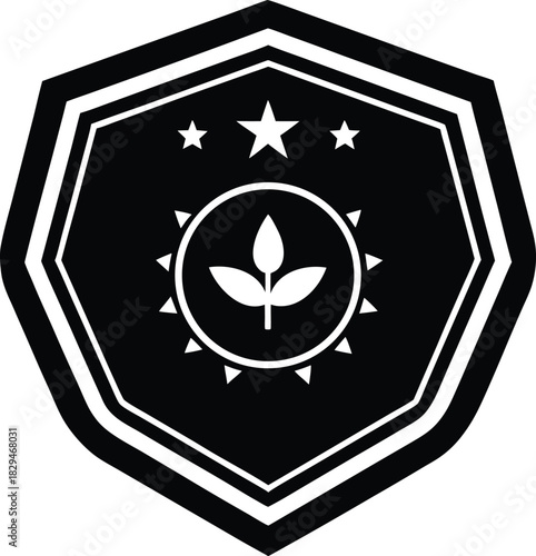 Eco friendly badge icon for environmental protection and sustainability