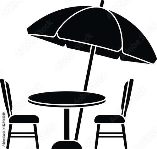 Outdoor cafe patio set silhouette