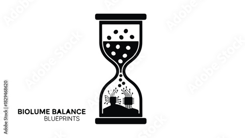 Hourglass illustrates balance and the passage of time with abstract elements