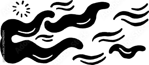 Black and white wind waves. Simple and clean graphic design vector illustration showcasing elegant movement and dynamic shapes.