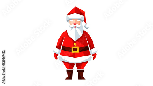 Charming geometric Santa Claus illustration spreading holiday cheer, perfect for festive greetings and seasonal designs to bring joy this Christmas season