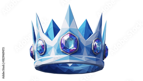 Majestic ice crown with shimmering jewels, perfect for fantasy games, winter festivals, and elegant princess themes, a symbol of royalty and power