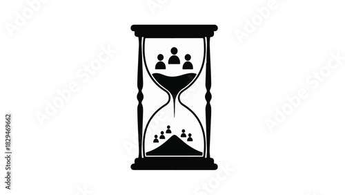 Concept of time running out for people represented by hourglass figures