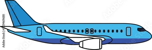 Flat design blue passenger airplane vector