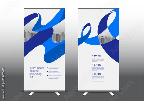 RollUp template vector illustration, Designed for style applied to the expo. Publicity banners, business model vertical.