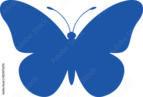 Blue butterfly silhouette on a clean white background insect