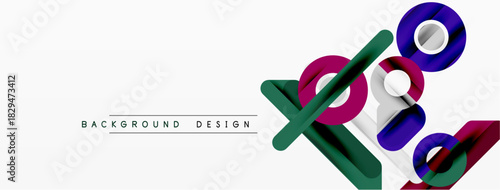 Abstract geometric shapes, vibrant colors, modern design elements. Minimalist composition, suitable for backgrounds, presentations.