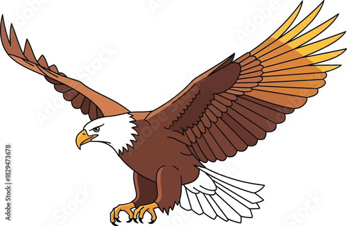Flat design flying eagle vector illustration