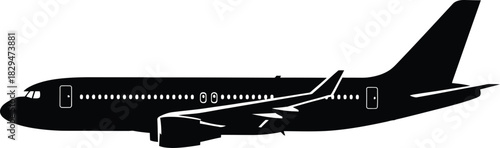 Passenger airplane silhouette vector