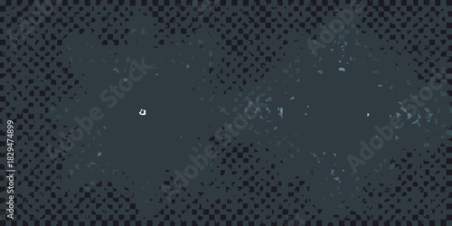 Abstract dark blue background with checkered border and random shapes