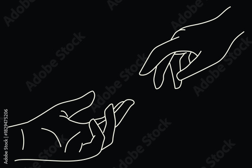 Minimal Line Art Two Hands Reaching Out