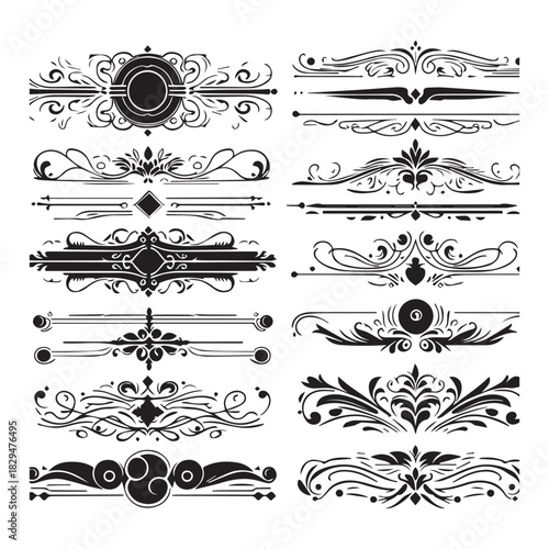 “Retro Decorative Flourish Vector Pack – Calligraphic Frame Elements”