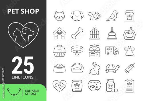 25 Line Icon Pack Petshop