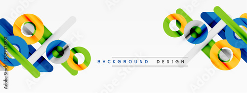 Abstract geometric shapes, vibrant colors, modern design. Clean lines create dynamic composition, suitable for backgrounds.