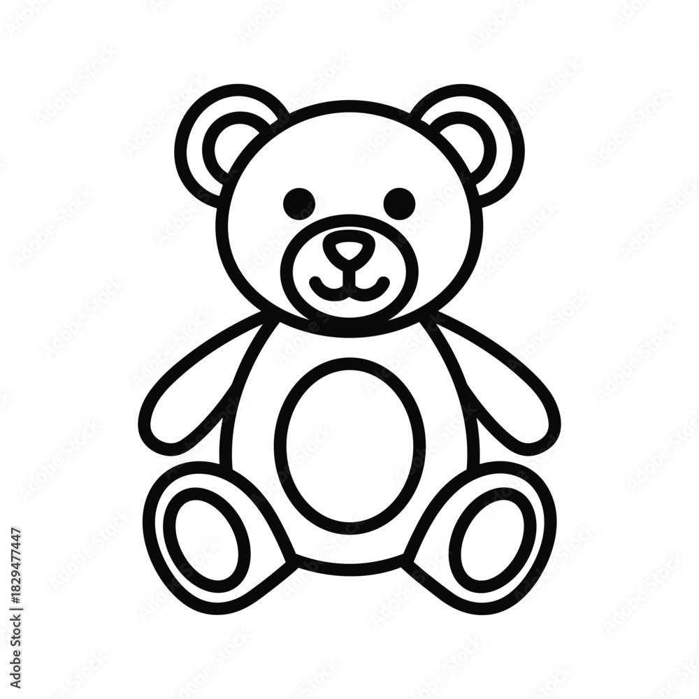 Obraz premium Teddy bear outline line art illustration icon for children's toys and childhood concept design vector