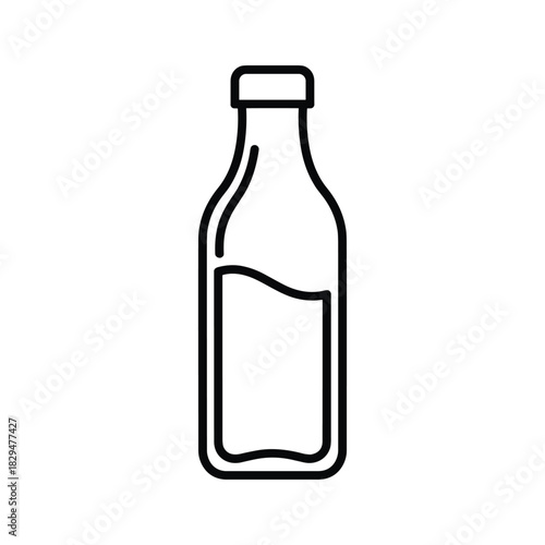 Line art illustration of a bottle with a cap containing liquid, perfect for various design uses.