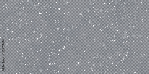 Realistic falling snow effect on transparent background for winter or christmas designs