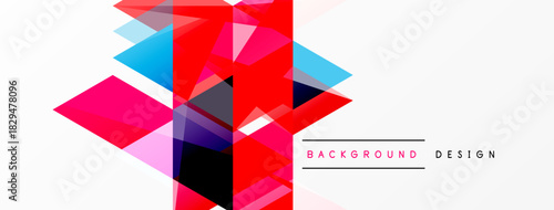 Abstract geometric shapes overlap, creating vibrant color blocks. White space balances composition, modern design element.