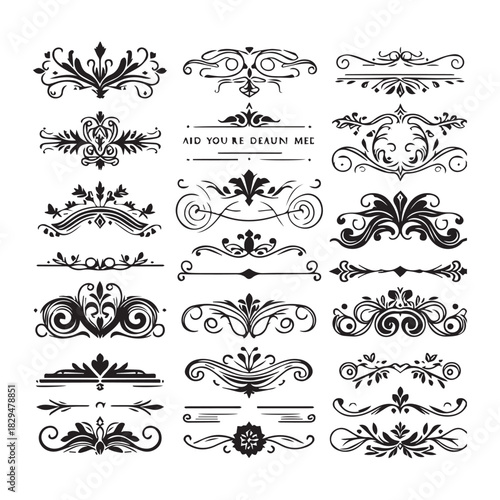 “Vintage Ornamental Divider Vector Set – Decorative Flourish Elements”