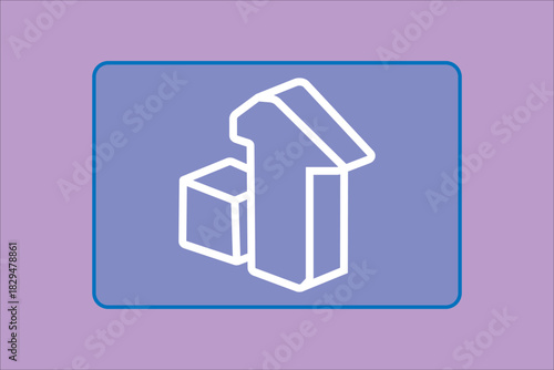 This is a minimalist graphic illustration featuring two abstract, three-dimensional objects rendered in white outline on a solid background.