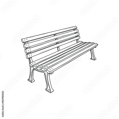 hand drawn black and white bench vector illustration