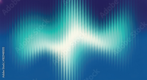 An abstract digital composition showcasing intense vertical light striations in bright cyan and dark indigo, forming a central, bright, horizontal zigzag pattern against a smooth gradient backdrop.